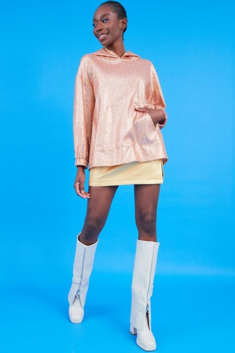 JAYLEY Pink And Gold Sequin Hoodie