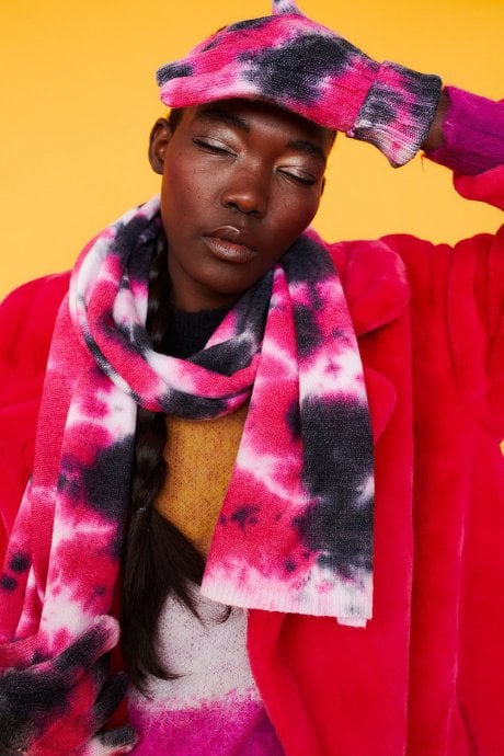 JAYLEY Pink and Purple Cashmere Blend Tie Dye Scarf