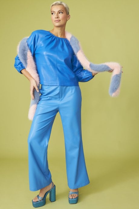 JAYLEY Pink And Purple Faux Fur Barber Style Scarf