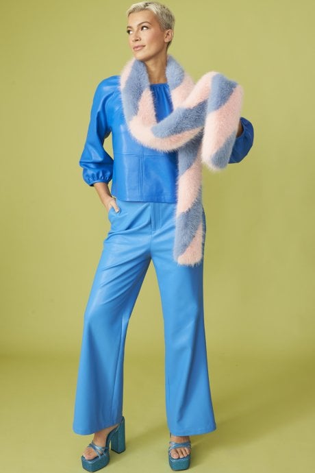 JAYLEY Pink And Purple Faux Fur Barber Style Scarf