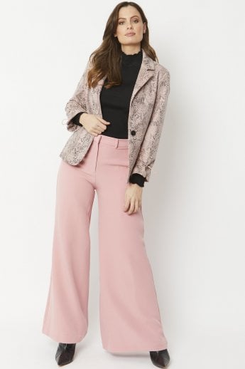 JAYLEY Pink Animal Print Faux Suede Python Blazer