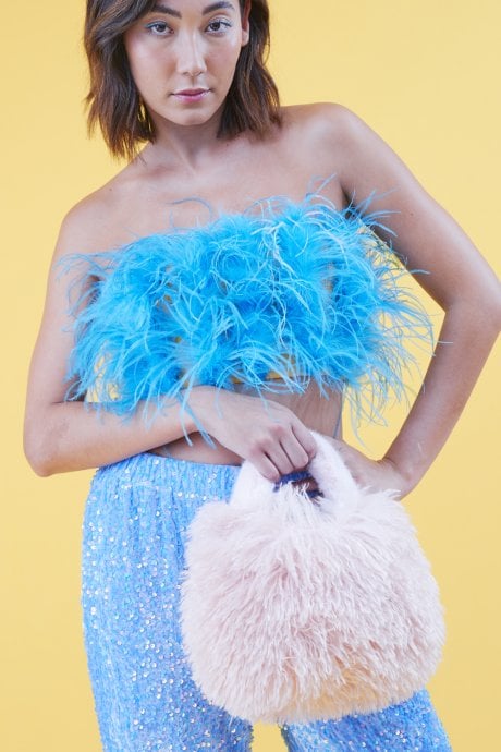 JAYLEY Pink Bamboo Eco Faux Fur Bag