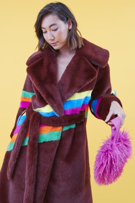 JAYLEY Pink Bamboo Eco Faux Fur Bag