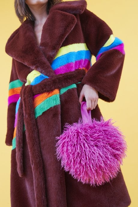 JAYLEY Pink Bamboo Eco Faux Fur Bag