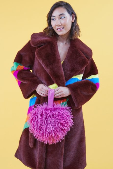 JAYLEY Pink Bamboo Eco Faux Fur Bag