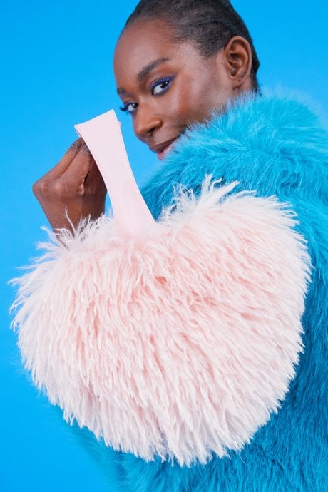 JAYLEY Pink Bamboo Eco Faux Fur Bag