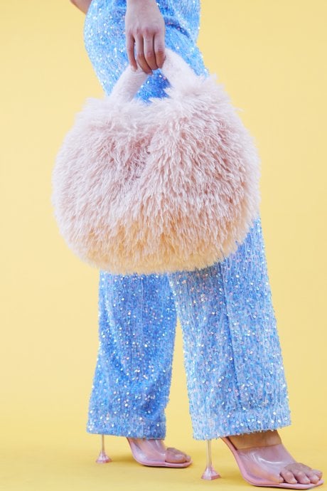 JAYLEY Pink Bamboo Eco Faux Fur Bag