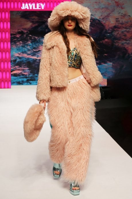 JAYLEY Pink Bamboo Eco Faux Fur Bag