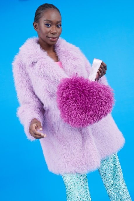 JAYLEY Pink Bamboo Eco Faux Fur Bag