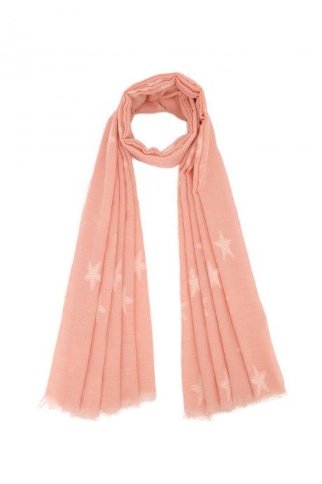 JAYLEY Pink Cashmere and Silk Blend Star Design Scarf Wrap