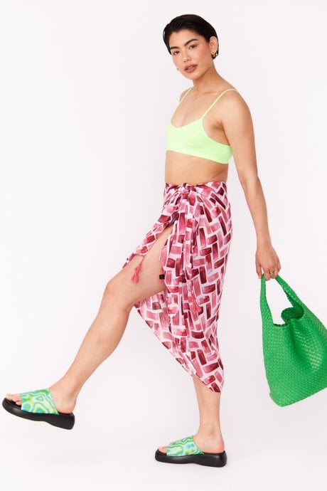 JAYLEY Pink Cashmere And Silk Blend Tassel Sarong Wrap