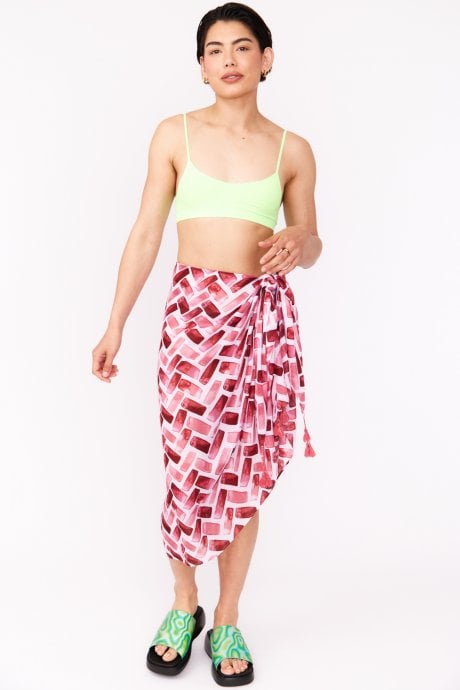JAYLEY Pink Cashmere And Silk Blend Tassel Sarong Wrap