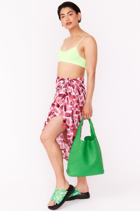 JAYLEY Pink Cashmere and Silk Blend Tassel Sarong Wrap