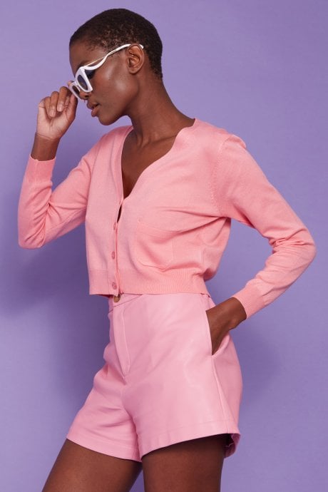 JAYLEY Pink Cashmere Banana Peel Blend Cardigan