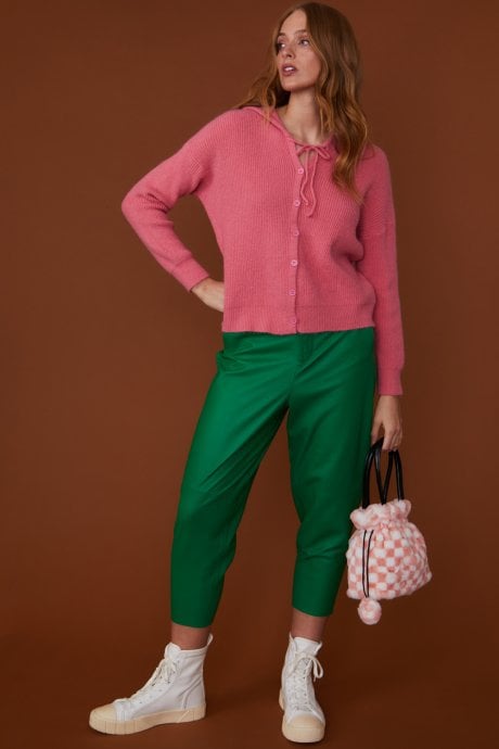 JAYLEY Pink Checkered Faux Fur Bag Faux Fur Bag