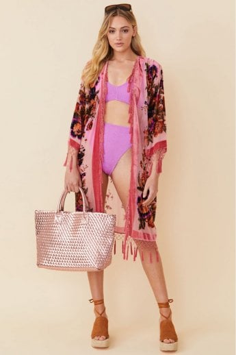 JAYLEY Pink Devore Midi Jacket