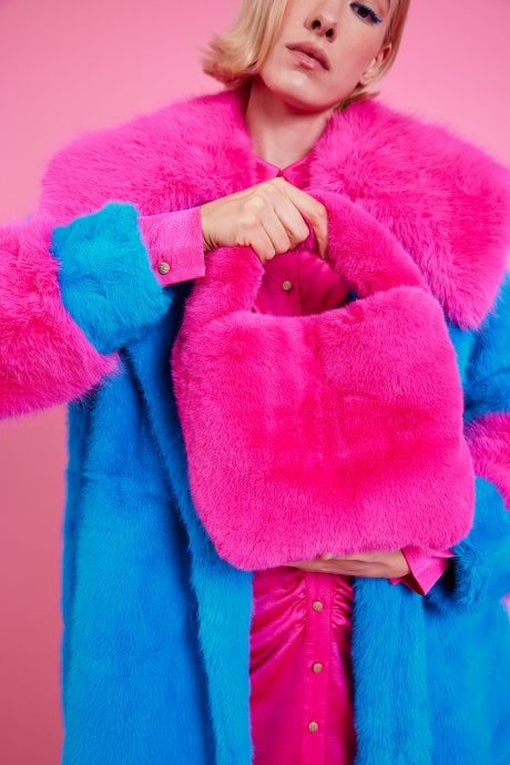 JAYLEY Pink Eco Bamboo Faux Fur Tote Bag