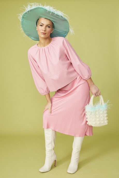 JAYLEY Pink Eco Leather Swing Top