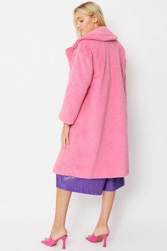 JAYLEY Pink Faux Fur Coat