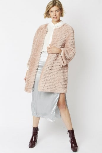 JAYLEY Pink Faux Fur Coat