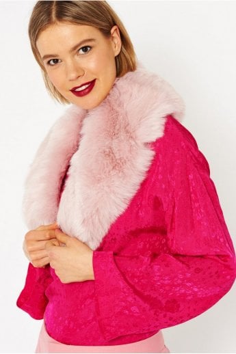 JAYLEY Pink Faux Fur Collar