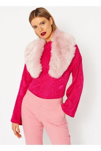 JAYLEY Pink Faux Fur Collar