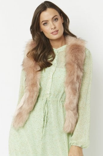 JAYLEY Pink Faux Fur Faux Suede Gilet | Waistcoat