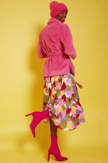 JAYLEY Pink Faux Fur Jacket