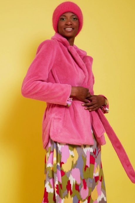 JAYLEY Pink Faux Fur Jacket