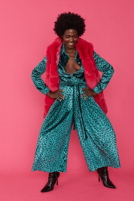 JAYLEY Pink Faux Fur Long Hooded Gilet | Waistcoat