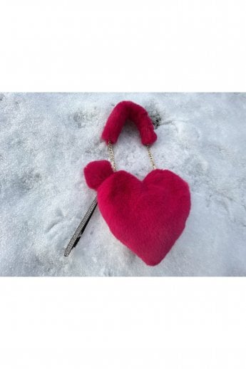 JAYLEY Pink Faux Fur Love Heart Bag