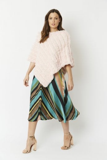 JAYLEY Pink Faux Fur Poncho