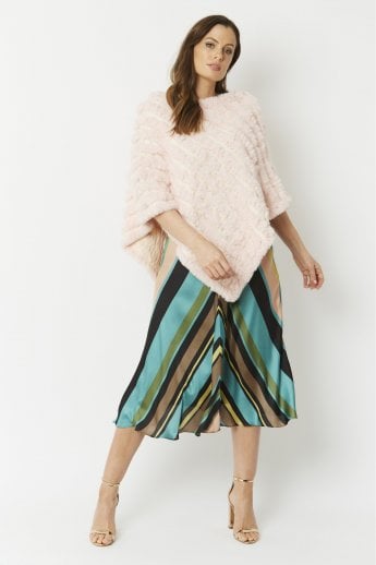 JAYLEY Pink Faux Fur Poncho