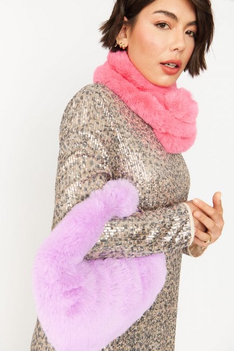 JAYLEY Pink Faux Fur Scarf