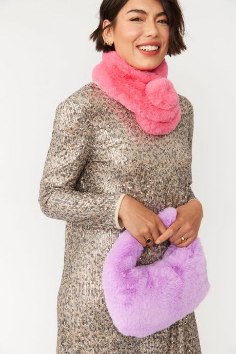 JAYLEY Pink Faux Fur Scarf