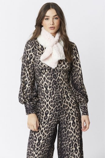 JAYLEY Pink Faux Fur Scarf