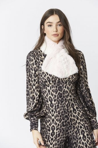 JAYLEY Pink Faux Fur Scarf