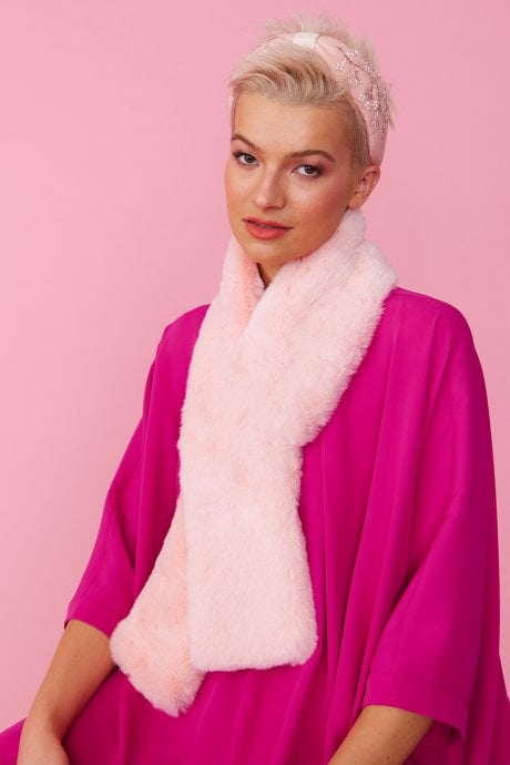 JAYLEY Pink Faux Fur Scarf