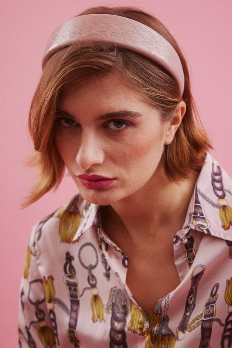 JAYLEY Pink Faux Leather Headband