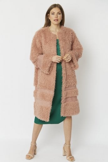 JAYLEY Pink Faux Shearling Kate Coat