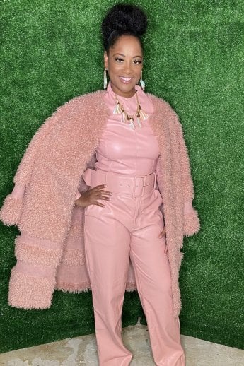 JAYLEY Pink Faux Shearling Kate Coat