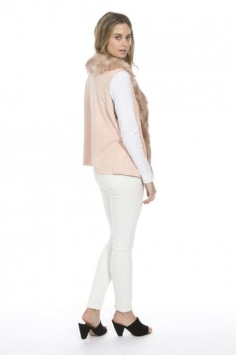 JAYLEY Pink Faux Suede And Faux Fur Gilet | Waistcoat