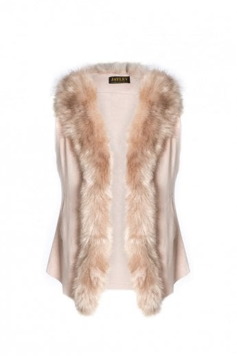 JAYLEY Pink Faux Suede and Faux Fur Gilet | Waistcoat