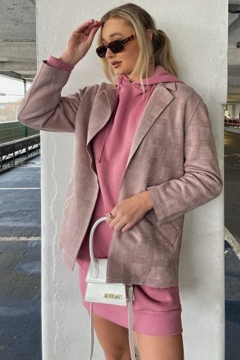JAYLEY Pink Faux Suede Checked Jacket