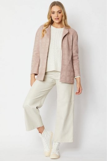 JAYLEY Pink Faux Suede Checked Jacket
