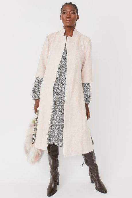 JAYLEY Pink Faux Suede Coat