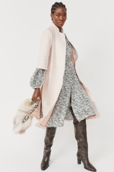 JAYLEY Pink Faux Suede Coat