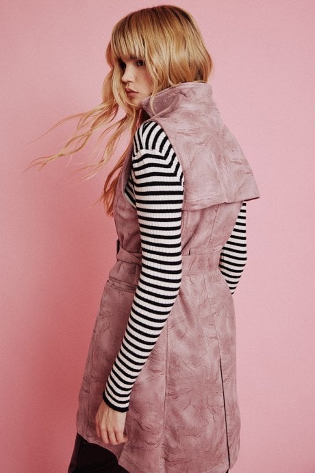 JAYLEY Pink Faux Suede Gilet | Waistcoat