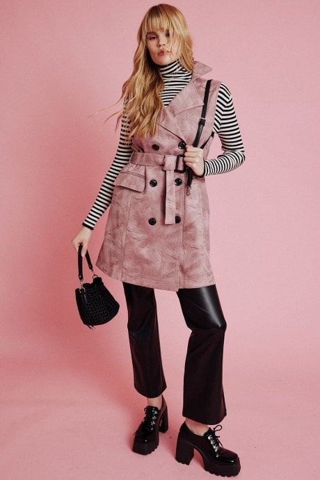 JAYLEY Pink Faux Suede Gilet | Waistcoat