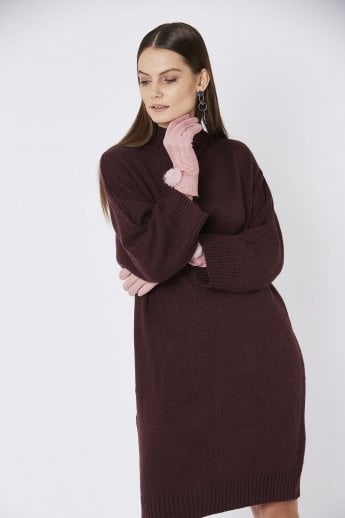 JAYLEY Pink Faux Suede Gloves With Faux Fur Pom